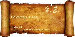 Hevessy Elek névjegykártya